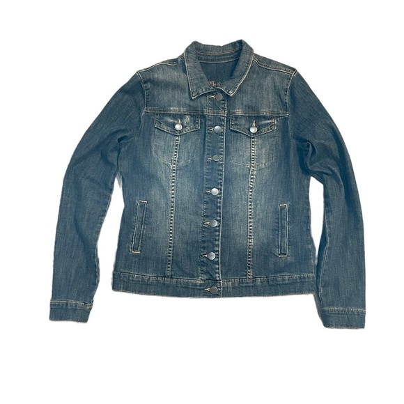Kut from the Kloth Denim Jean Jacket Long Sleeve Button Front with Pockets. Sm - Picture 1 of 13